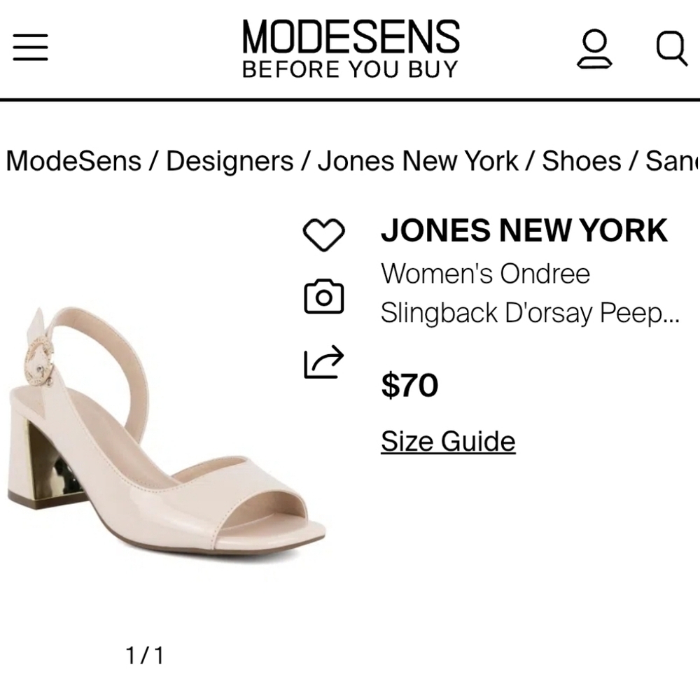 Jones New York Cream/Off-White/Bone Patent Ondree D'Orsay Slingback Heels Sandal